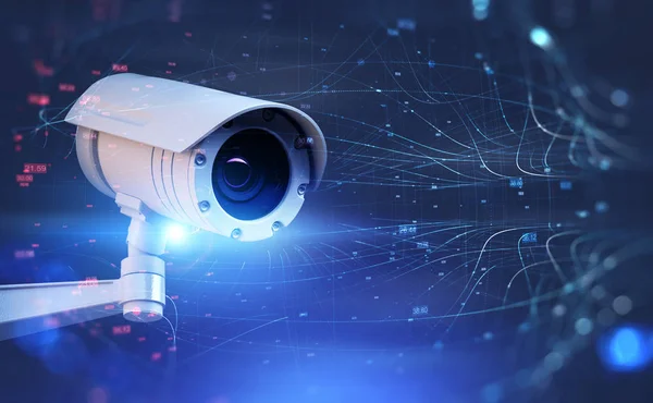 Surveillance kamera jalan dan antarmuka jaringan — Stok Foto