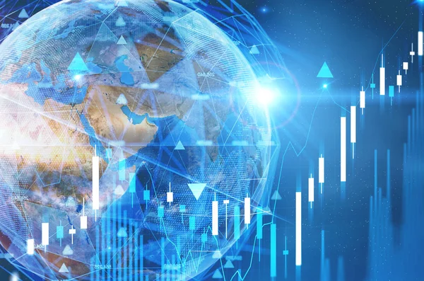 Gráfico digital y planeta Tierra —  Fotos de Stock