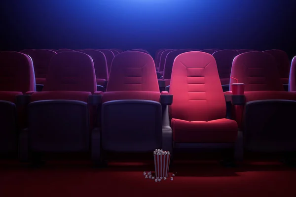 Fila de asientos vacíos de cine rojo — Foto de Stock