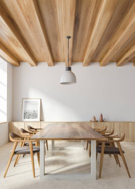 Resimli beyaz yemek odası iç