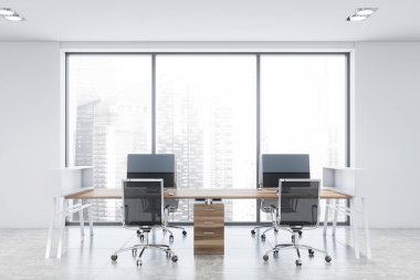 Beyaz panoramik ofis işyeri iç