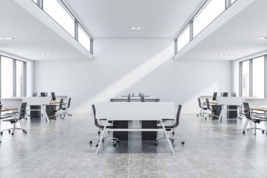 Şık beyaz loft açık alan ofis iç