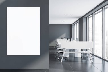 Sahte posterli şık gri loft ofis