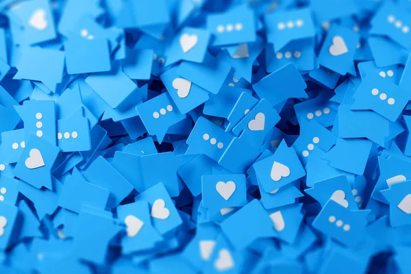 Redes sociales azules como, burbujas de habla, vista superior —  Fotos de Stock