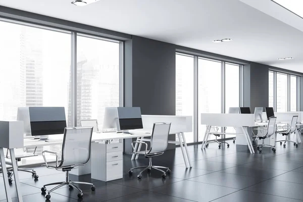 Modern gray loft open space office — Stock Photo, Image