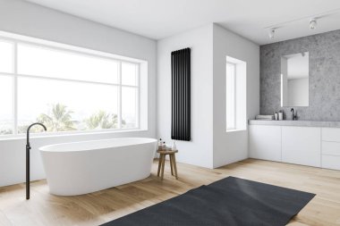 Beyaz ve taş banyo köşesi