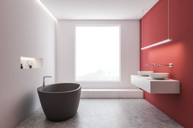 Beyaz ve kırmızı banyo iç