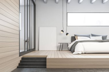 Poster ile Beyaz ana yatak odası iç