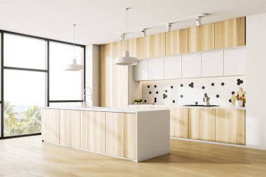 Ada ile ahşap mutfak köşesi