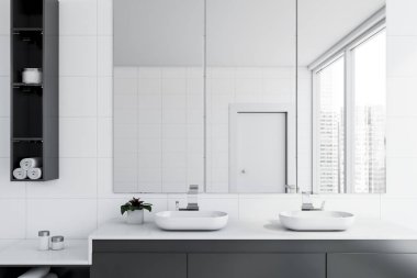 Beyaz kiremit banyo iç çift lavabo