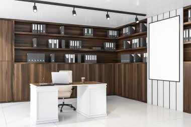 Posterli Ahşap Ceo ofis köşesi