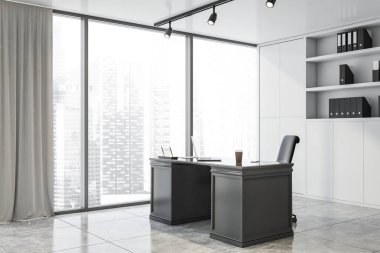 Kitaplıklı Loft Ceo ofis köşesi