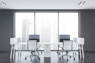 Gri panoramik ofis işyeri iç