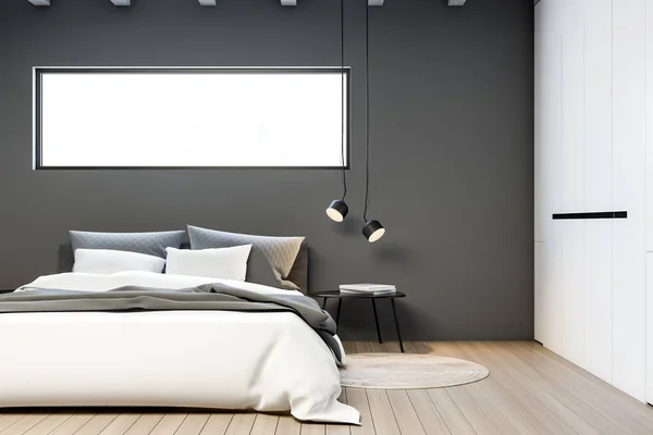 Gardırop ile gri ana yatak odası Iç — Stok fotoğraf