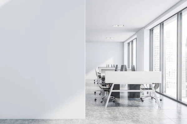 Stylish white loft office with mock up wall — Stock Photo, Image