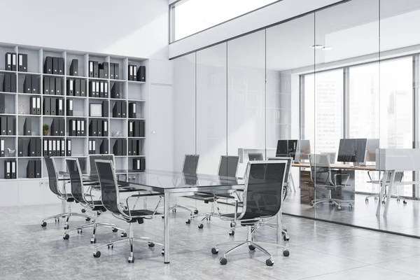 White meeting room with glass wall — Stock Photo, Image