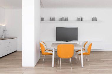 Tv ile modern yemek odası