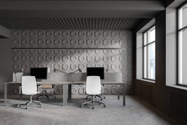 Geometrik desen gri açık uzay ofis iç