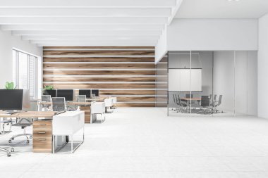 Ahşap açık alan ofis ve toplantı odası