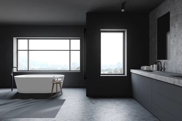 Loft grigio e pietra bagno interno — Foto Stock