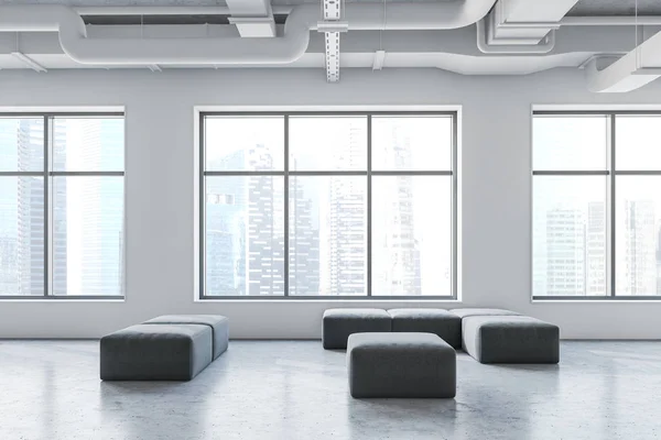 Fehér ipari stílusú irodai váróterem — Stock Fotó