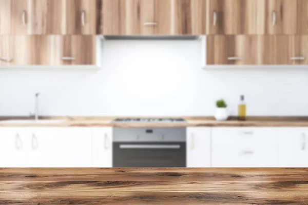 Primer plano de encimeras de cocina blancas, borrosas — Foto de Stock