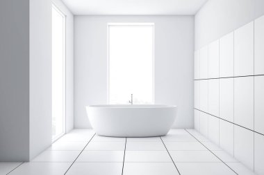 Küvetli modern beyaz kiremit banyo iç