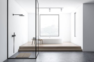 Küvet ve duş ile beyaz banyo iç