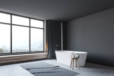 Küvetli koyu gri banyo köşesi