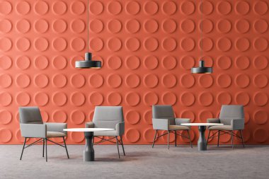 Turuncu ofis bekleme odası iç, tablolar