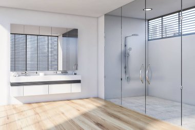 Beyaz Banyo Köşe lavabo ve duş