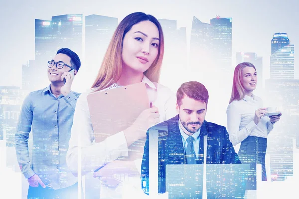 Şehirde çeşitli iş ekibi