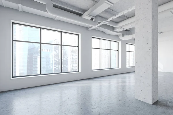 Пустой белый угол комнаты в промышленном стиле — стоковое фото