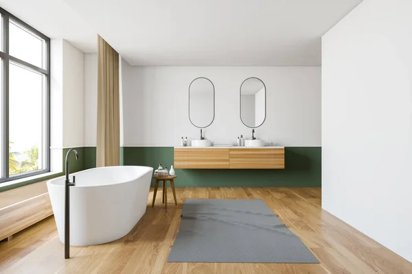 Białe i zielone wnętrze łazienki — Zdjęcie stockowe