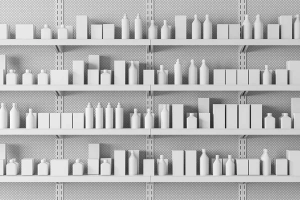 Close up of supermarket shelves with products — Stock Photo, Image