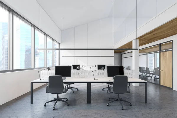 White open space office interior — Stock Photo, Image