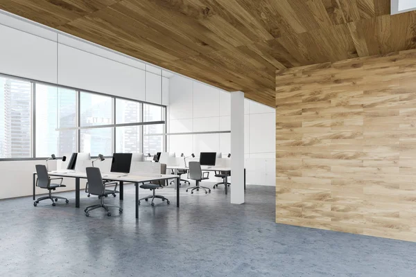 Ufficio open space bianco e legno — Foto Stock