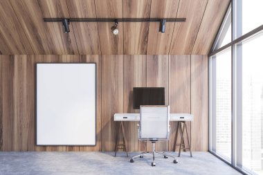 Poster ile Ahşap tavan ev ofis iç