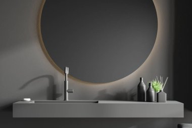 Gri banyo lavabo yakın çekim