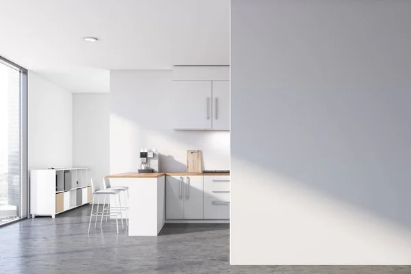 White kitchen interior with mock up wall — Stock Photo, Image