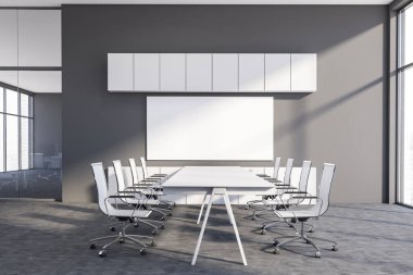 Posterli gri ofis konferans salonu