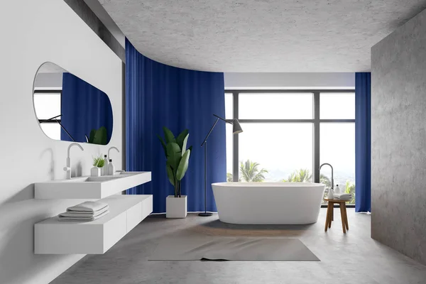 현대 흰색과 콘크리트 욕실 인테리어 — 스톡 사진