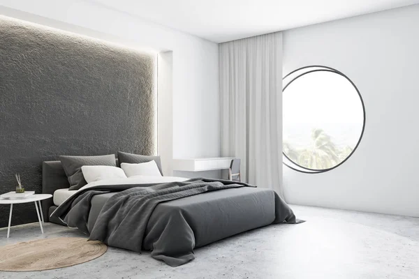 Corner of gray and white master bedroom — Stock Photo, Image