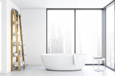 Küvetli panoramik beyaz banyo iç