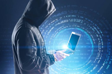 Bilgisayarlı hacker, dijital dünya hologramı