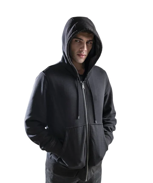 Young man in hoodie with hands in pockets — Stock Photo, Image