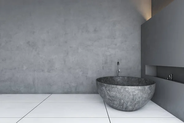 Concrete loft bathroom with stone tub — Stock Photo, Image