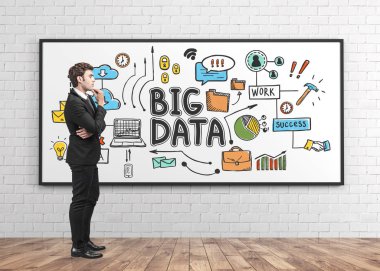 Düşünceli genç adam, büyük veri taslağı.