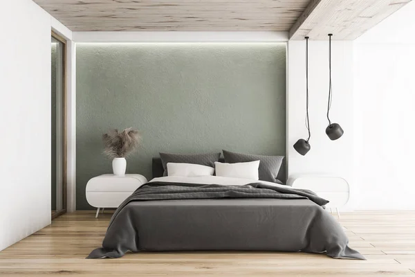 White and gray minimalistic bedroom interior — Stock Photo, Image