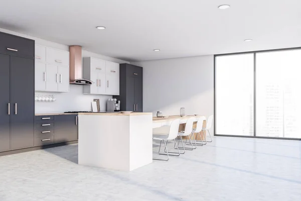 Beyaz ve gri mutfak köşesi — Stok fotoğraf